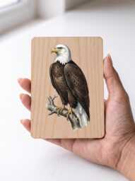 Bald Eagle Art Print - Vintage American Wall Pine Wooden Postcard - thumbnail 1