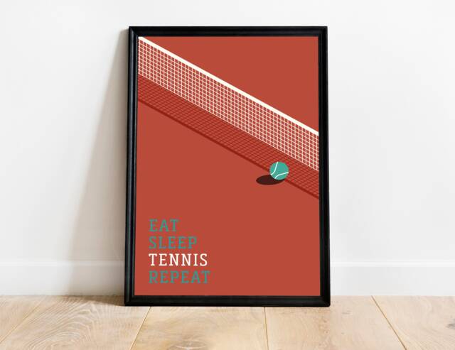 Tennis Poster A4, Minimalist Tennis Court, Ball, Colorful, Fans, Gift For Players - image 1