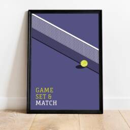 Tennis Poster A4, Minimalist Tennis Court, Ball, Colorful, Fans, Gift For Players - thumbnail 2