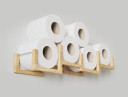 Wall Mount Toilet Paper Holder, Wood Tp Floating Storage Shelf For Multiple Rolls Tissue, Hanging Wooden Restroom Loo Roll Rack Brick