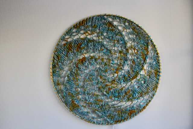 Fiber Art Wall Hanging, Green & Blue One Of A Kind Earring Holder - image 1