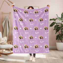 Personalized Dog Head Face Blanket, Pet Picture Blanket With Name, Memorial Photo Blanket Cat Gift - thumbnail 2