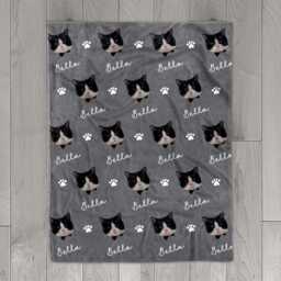 Personalized Dog Head Face Blanket, Pet Picture Blanket With Name, Memorial Photo Blanket Cat Gift - thumbnail 3