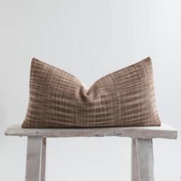 Rustic Brown Woven Lumbar Pillow Cover, Bamboo Reverse