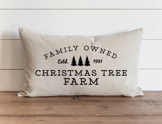 Christmas Pillow Cover // Family Owned Tree Farm Farmhouse Decor Holiday Covers Throw - image 1