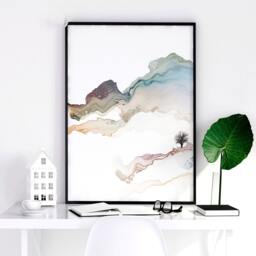 Watercolor Minimal Landscape Mountain Set Of 3 Prints, Living Room Wall Decor, Above The Bed Art, Home Office Decor Wall Hangings - thumbnail 2