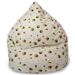 Bee Print Bean Bag Chair With Cotton Insert, Unfilled Beanbag Linen Cover - thumbnail 3
