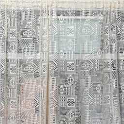 Farmhouse Crochet Curtain Vintage Geometric Sheer Drape For Living Room - thumbnail 3