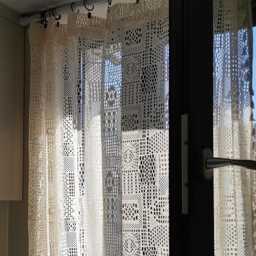 Farmhouse Crochet Curtain Vintage Geometric Sheer Drape For Living Room - thumbnail 1