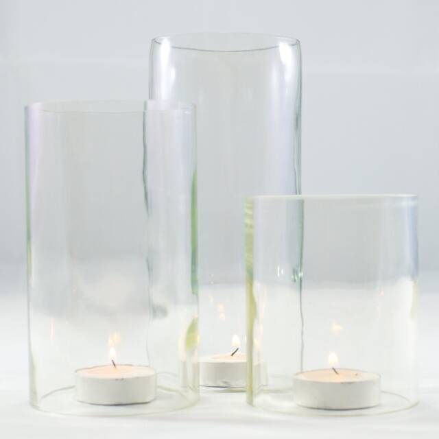 Wine Bottle Tea Light Hurricane Candle Cover Trio Set Clear - image 1