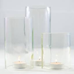 Wine Bottle Tea Light Hurricane Candle Cover Trio Set Clear - thumbnail 1