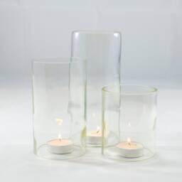 Wine Bottle Tea Light Hurricane Candle Cover Trio Set Clear - thumbnail 3