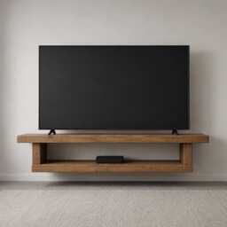 Large Rustic Solid Wood Floating Tv Stand - Handmade Wall Mounted Media Shelf - 40 - thumbnail 2