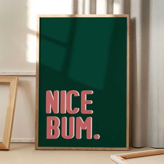Nice Bum Toilet Quote Art Canvas Poster, Trendy Wall Art, Bathroom Aesthetic Decor, Retro Home Printed Gift - image 1
