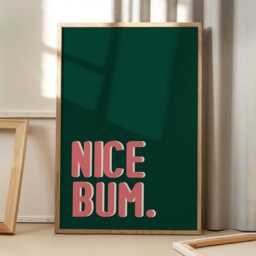 Nice Bum Toilet Quote Art Canvas Poster, Trendy Wall Art, Bathroom Aesthetic Decor, Retro Home Printed Gift - thumbnail 1