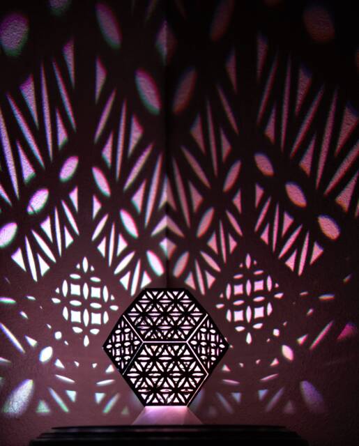 Lampgeo -- Flower Of Life Truncated Octahedron Rechargable Led Shadow Lamp - image 1