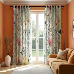 Floral Botanical Curtains, Watercolor Nature Print Drapes, Custom Made Window Panels For Modern Calm Home Interiors - thumbnail 2