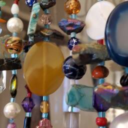 Bead Curtain Made Using Premium Glass, Gemstone & Other High Quality Beads. True Boho Style Refined Luxury Decor Windows Or Doors 20 - thumbnail 3