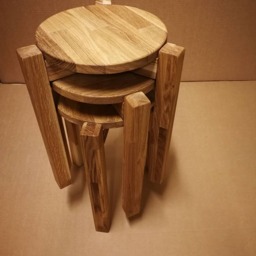 Trio-01 Stool 1Pcs - Not Set. Oak Solid Wood - thumbnail 3