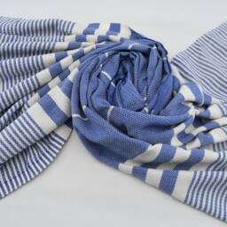 "Blue & White Towel, Turkish Towel, Striped Towel, 40""x83" - thumbnail 4