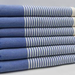 "Blue & White Towel, Turkish Towel, Striped Towel, 40""x83" - thumbnail 3