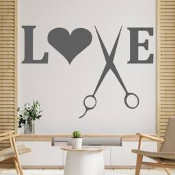 Hair Salon Wall Decal Scissors, Love, Beauty Decor 2885 - thumbnail 2
