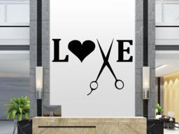 Hair Salon Wall Decal Scissors, Love, Beauty Decor 2885 - thumbnail 1