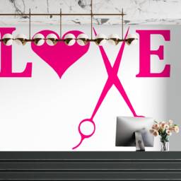 Hair Salon Wall Decal Scissors, Love, Beauty Decor 2885 - thumbnail 3
