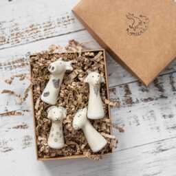 Ceramic Sheep Christmas Ornament Hand-Drawn White Tree Decoration, Handmade Animal Figurine - thumbnail 4