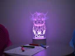 Personalised Highland Cow Led Night Light Remote Controlled Lamp