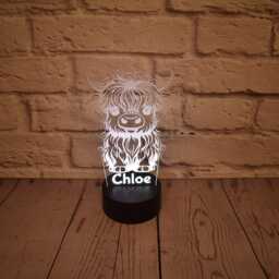 Personalised Highland Cow Led Night Light Remote Controlled Lamp - thumbnail 3