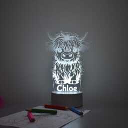 Personalised Highland Cow Led Night Light Remote Controlled Lamp - thumbnail 2