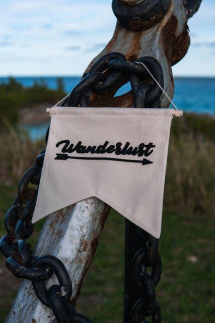 Wanderlust Wall Hanging Banner - Hand Made & Embroidered - image 1
