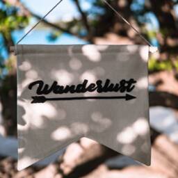 Wanderlust Wall Hanging Banner - Hand Made & Embroidered - thumbnail 3