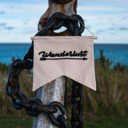 Wanderlust Wall Hanging Banner - Hand Made & Embroidered - thumbnail 2