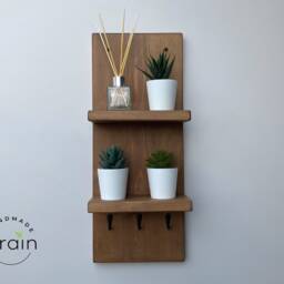 Key Holder Entryway Shelf, Wall Mounted Hooks, Floating Shelf - thumbnail 2