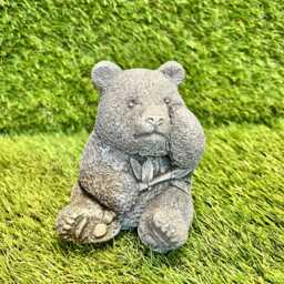 Concrete Small Panda With Bamboo Outdoor Garden Ornament Frost Protected