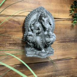Stone Garden Ganesh Elephant God Cute Buddha Wall Plaque Gift Statue Ornament - thumbnail 2