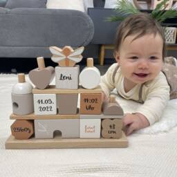 Baby Gift Birth, Personalized Plug-In Game House - Nougat, For Wooden Toys - thumbnail 2
