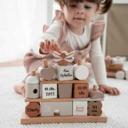 Baby Gift Birth, Personalized Plug-In Game House - Nougat, For Wooden Toys - thumbnail 3