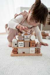 Baby Gift Birth, Personalized Plug-In Game House - Nougat, For Wooden Toys - thumbnail 1