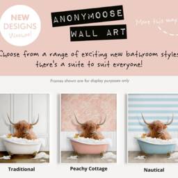 Highland Cow in A Vintage Bath Wall Art, in Bathtub, Animal Tub Contemporary Art Print Bathroom, Funny Toilet Print, Nursery - thumbnail 2