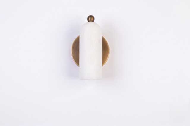 Alabaster Wall SconceMid Century Aged BrassSolid Brass Sconce Light - image 1