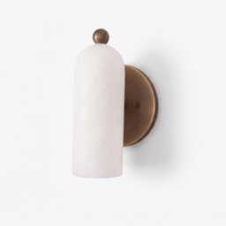 Alabaster Wall SconceMid Century Aged BrassSolid Brass Sconce Light - thumbnail 2