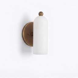 Alabaster Wall SconceMid Century Aged BrassSolid Brass Sconce Light - thumbnail 3