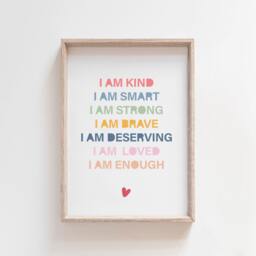 Girls Nursery Prints, Affirmation Self Love Print, Bedroom Wall Art, Playroom Prints - thumbnail 1