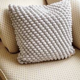 Crocheted Cushion, Bubble Pattern Scandinavian Home Decor, Decorative Crochet Sofa Made Of Cotton - thumbnail 2