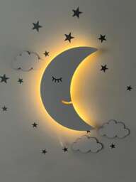 Moon Wall Nightlight, Nursery Lighting, Baby Room Decor, Wooden Lamp, Shower Gift - thumbnail 1