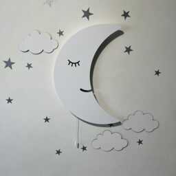 Moon Wall Nightlight, Nursery Lighting, Baby Room Decor, Wooden Lamp, Shower Gift - thumbnail 2