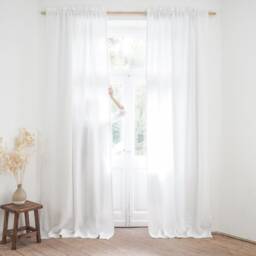 Pure White Rod Pocket Heavy Linen - 280 G/M2 Curtain Panel Made Of Stonewashed/1 Pcs - thumbnail 3